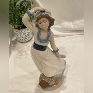 Retired Nadal “Girl w Flowers” Hand Painted Porcelain Figurine. Spain. Repaired.